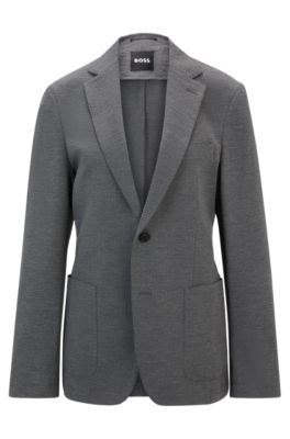 Slim-fit jacket in performance-stretch seersucker, Silver
