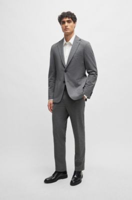 Slim-fit jacket in performance-stretch seersucker, Silver