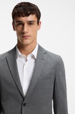 Slim-fit jacket in performance-stretch seersucker, Silver