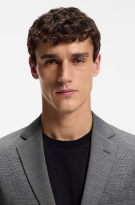 Slim-fit jacket in performance-stretch seersucker, Silver
