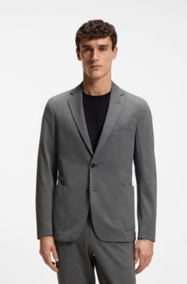 Slim-fit jacket in performance-stretch seersucker, Silver