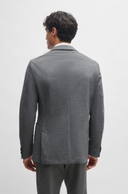 Slim-fit jacket in performance-stretch seersucker, Silver