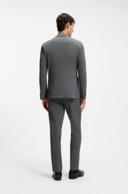 Slim-fit jacket in performance-stretch seersucker, Silver