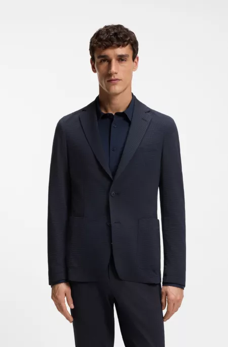 Slim-Fit Sakko aus funktionalem Stretch-Seersucker