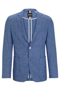 BOSS - Fein gemustertes Slim-Fit Sakko aus Leinen-Mix