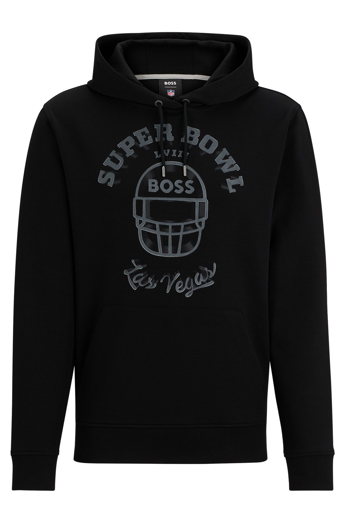 BOSS x NFL cotton-blend hoodie with metallic print, Black