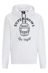 BOSS x NFL-hoodie van een katoenmix met metallic print, Wit