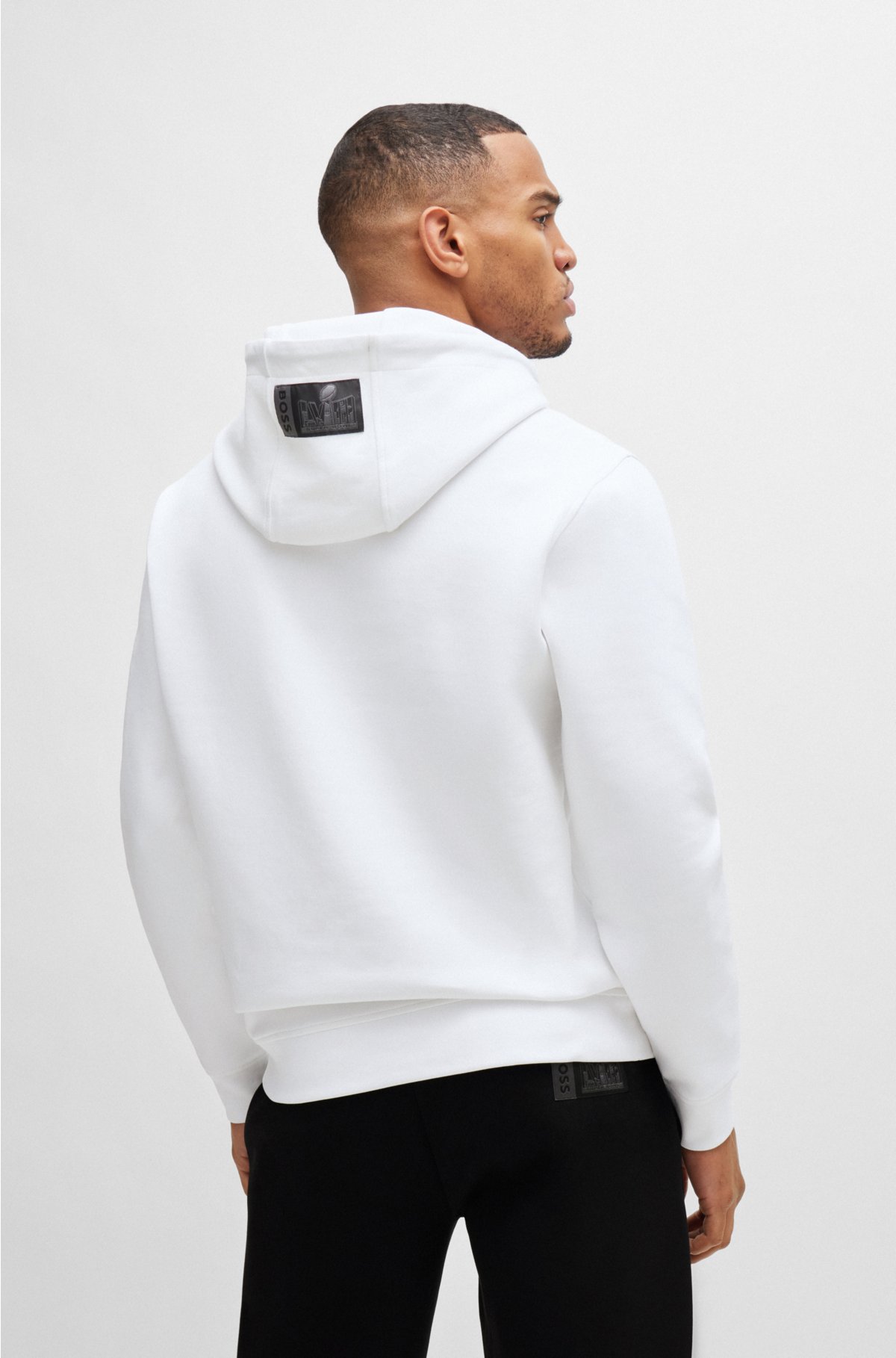 BOSS x NFL cotton-blend hoodie with metallic print, White