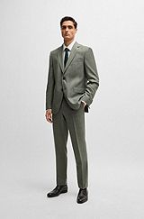 Regular-fit suit in micro-patterned virgin wool, Light Green