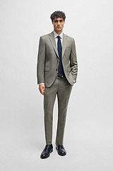 Regular-Fit Anzug aus Schurwolle mit dezentem Muster, Hellgrün