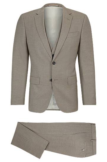 Slim-fit suit in a melange wool blend, Hugo boss