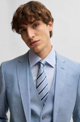 BOSS - Slim-Fit Anzug aus meliertem Woll-Mix