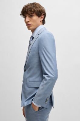 BOSS - Slim-Fit Anzug aus meliertem Woll-Mix