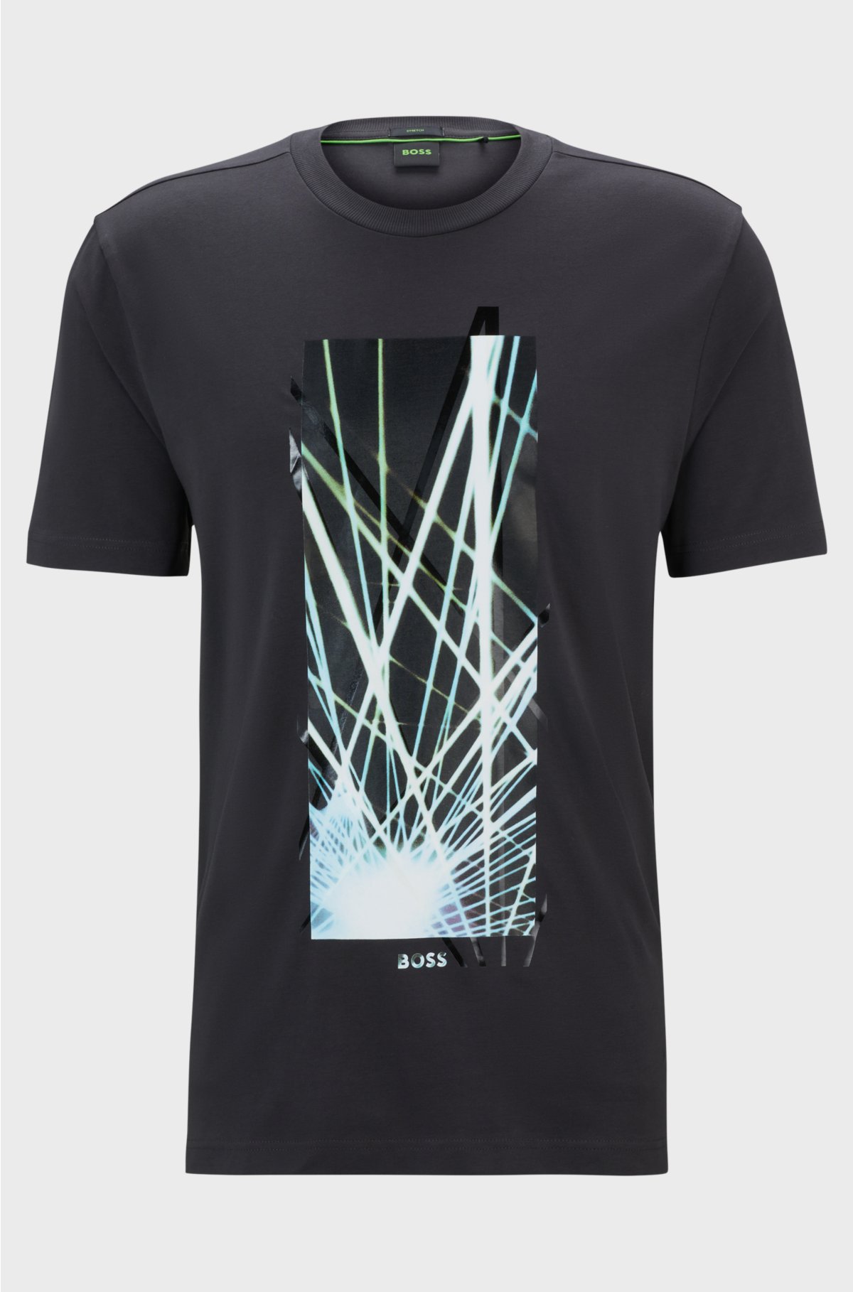 Regular-fit T-shirt in stretch cotton with seasonal artwork, Dark Grey