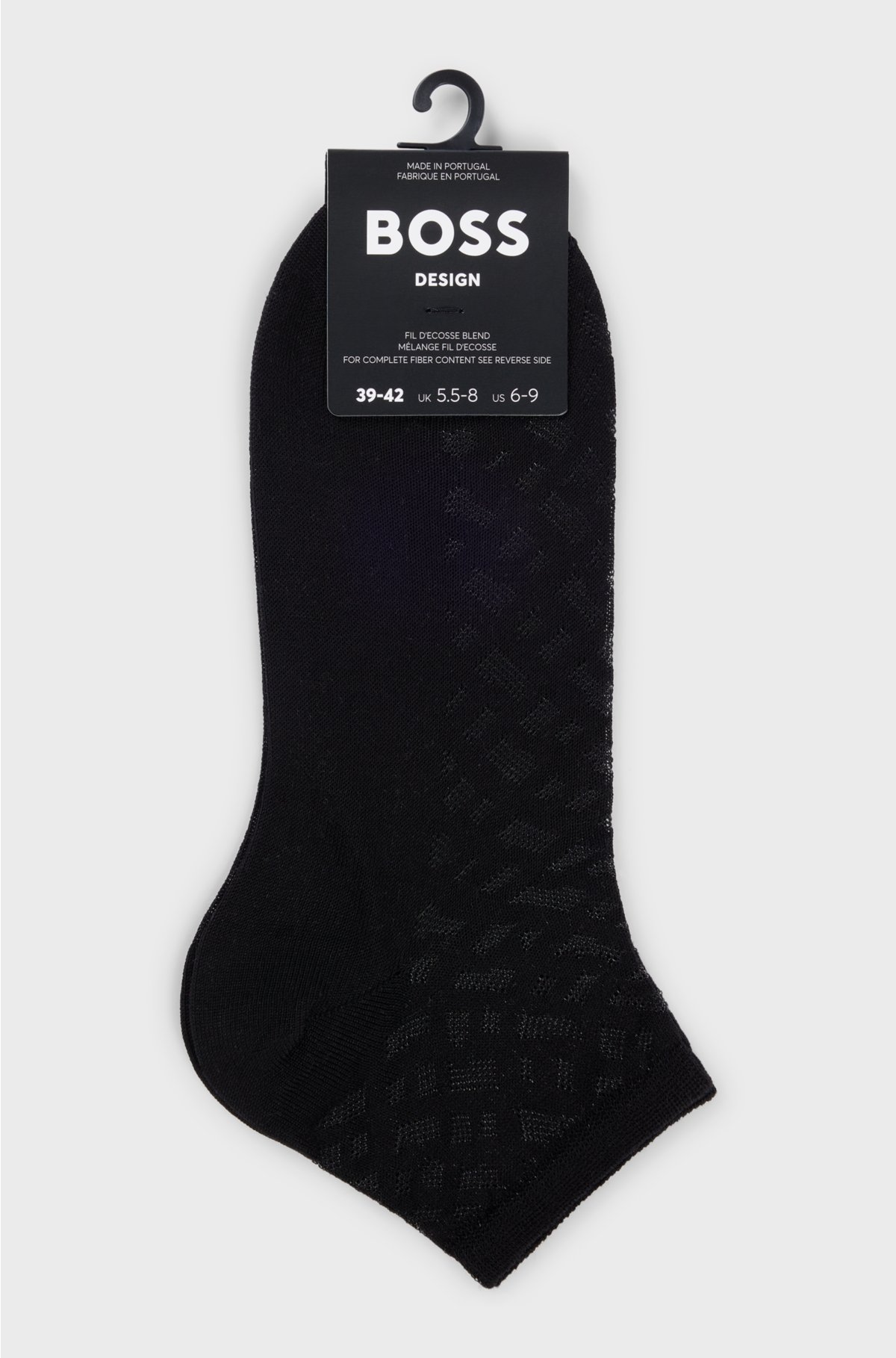 Monogram-knit short socks in a mercerised cotton blend, Black
