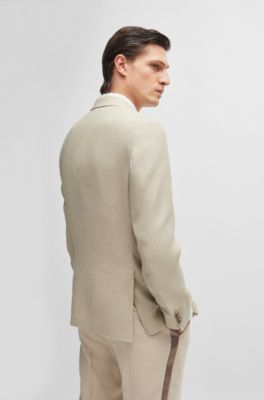 Slim-fit tuxedo in micro-patterned linen, Beige