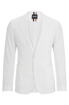 BOSS - スリムフィットジャケット コットンブレンド シアサッカー 
