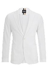 Slim-fit jacket in cotton-blend seersucker, White