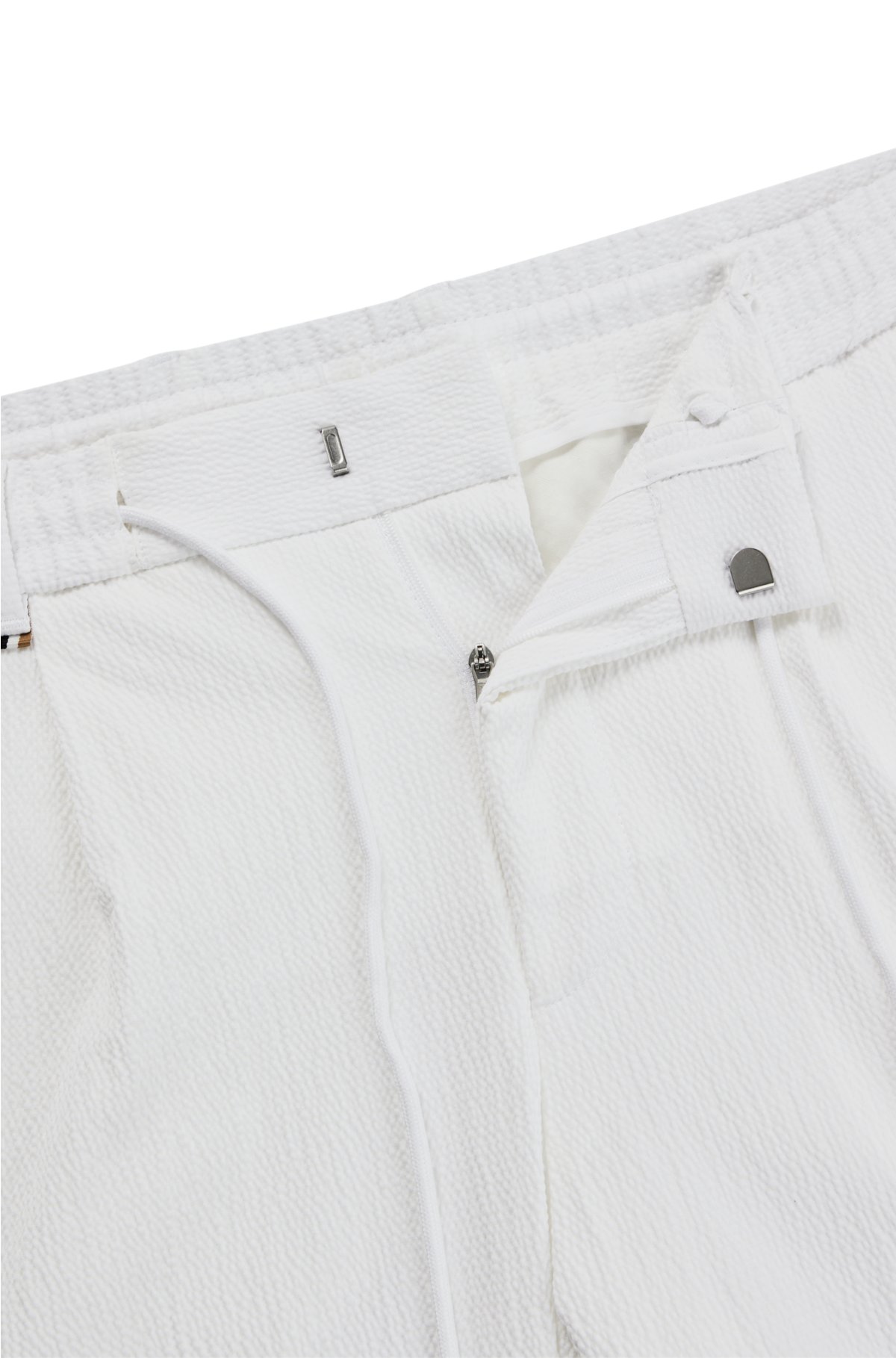 Relaxed-fit trousers in cotton-blend seersucker, White