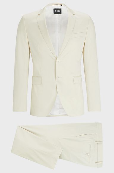 Extra-slim-fit suit in stretch cotton, Beige