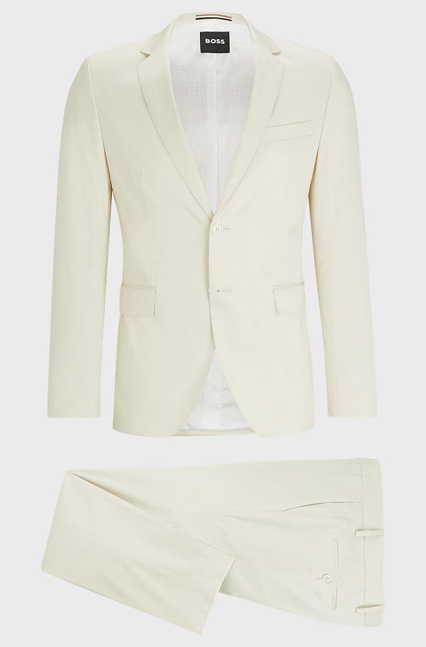 Extra-slim-fit suit in stretch cotton, Beige