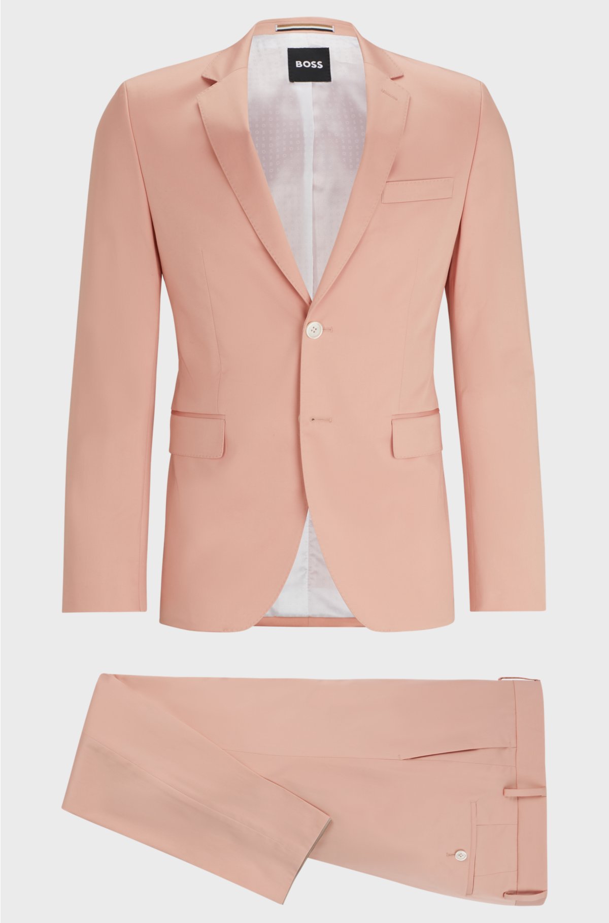 Extra-slim-fit suit in stretch cotton, light pink