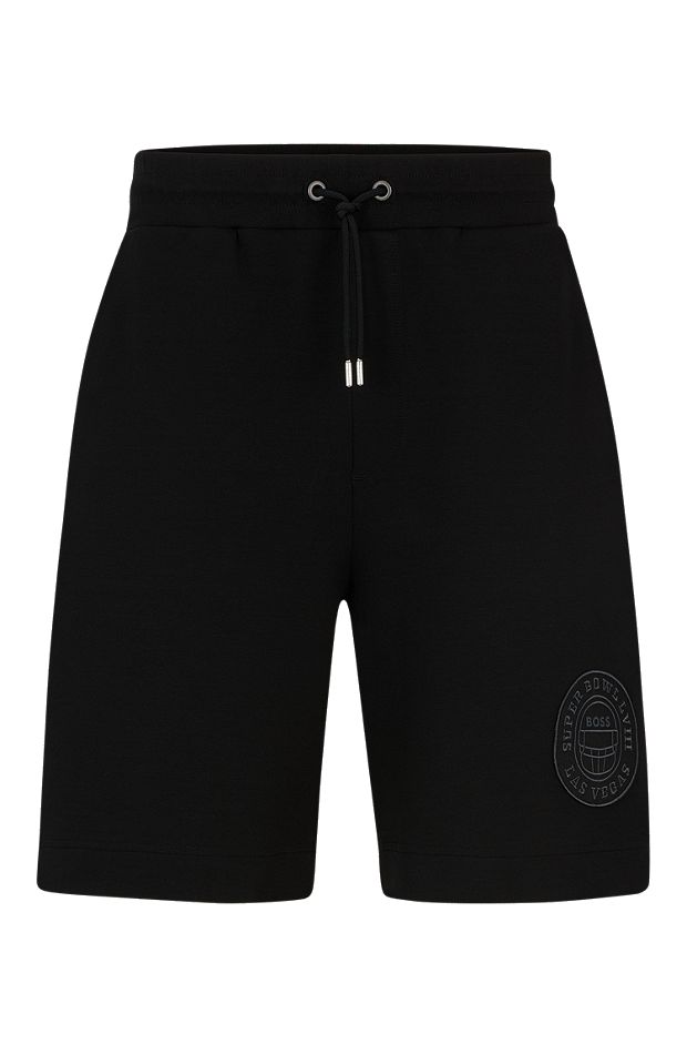 BOSS x NFL cotton-blend shorts with branded patch, Black