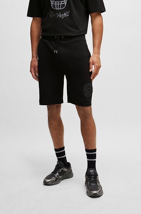 BOSS x NFL cotton-blend shorts with branded patch, Black