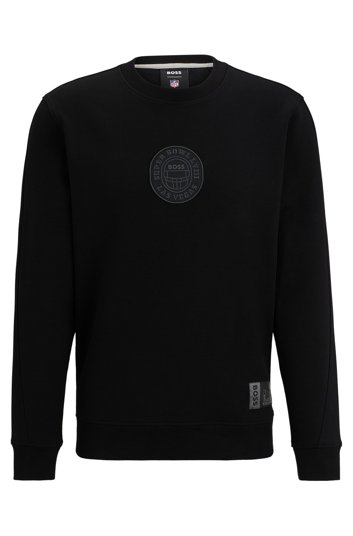 BOSS x NFL-sweatshirt van een katoenmix met metallic print, Zwart