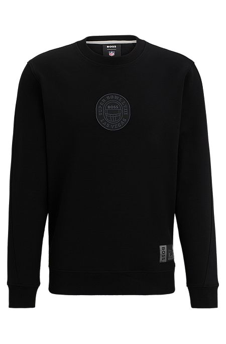 BOSS x NFL cotton-blend sweatshirt with metallic print, Black
