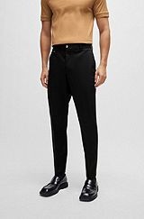 Relaxed-fit button-up trousers in stretch cotton, Black