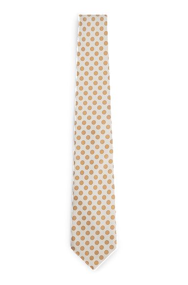 Silk-jacquard tie with dot motif, Light Beige
