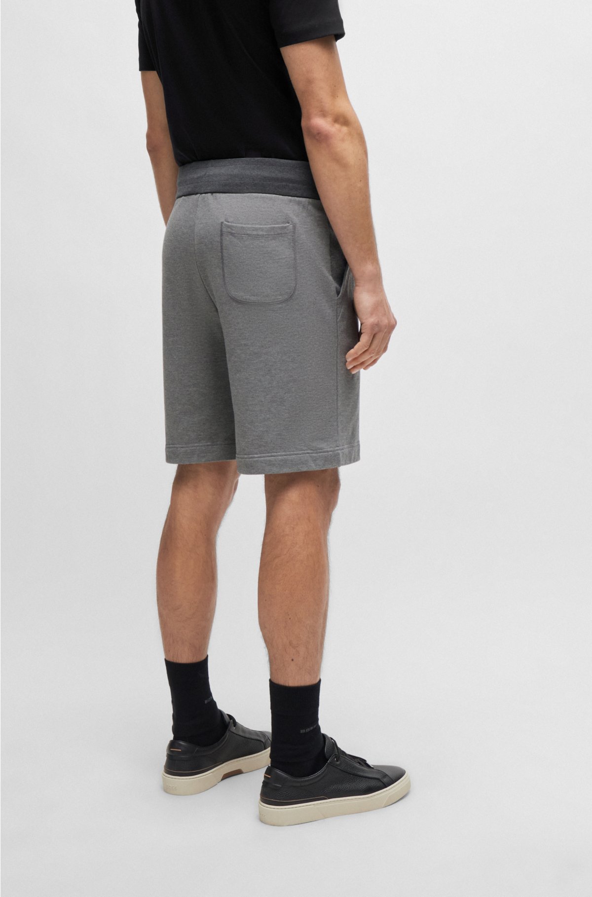 Regular-fit shorts in cotton towelling with drawcord, Dark Grey