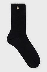 Regular-length socks with metallic double monogram, Black