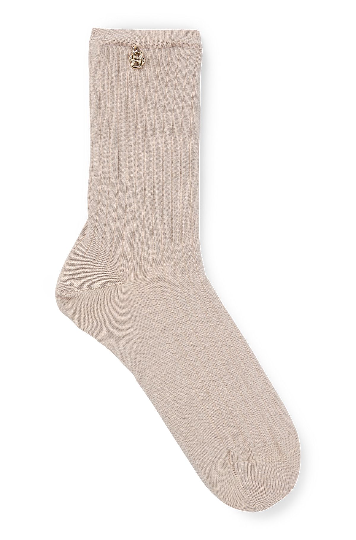 Regular-length socks with metallic double monogram, Light Beige