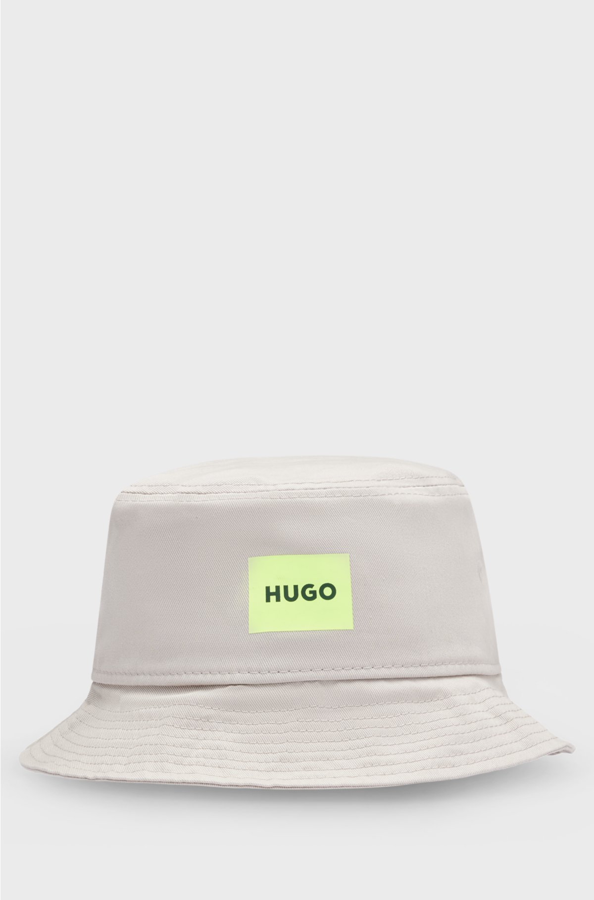 Cotton-twill bucket hat with logo label, Light Grey