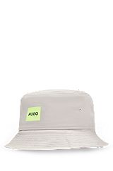 Cotton-twill bucket hat with logo label, Light Grey