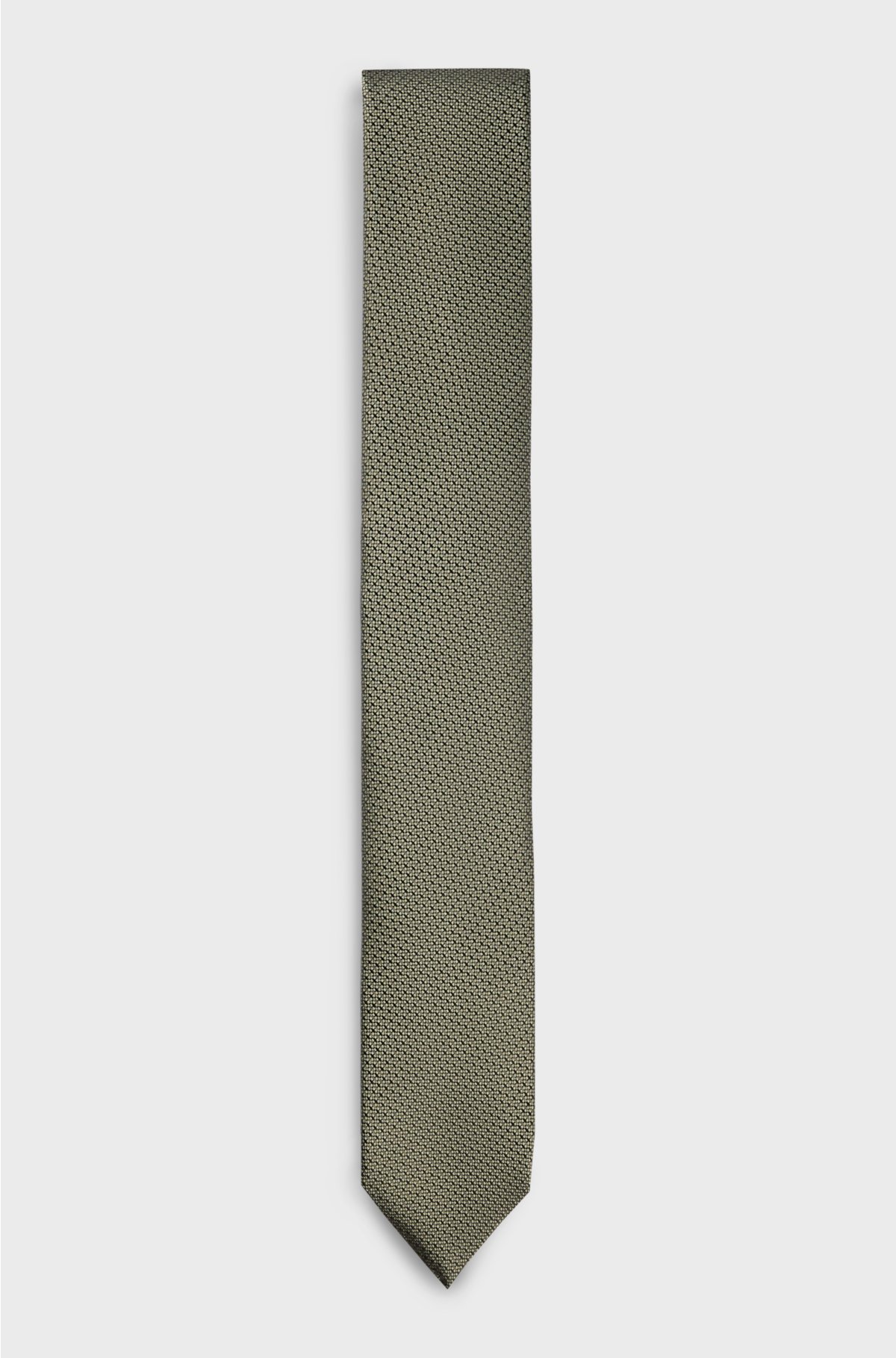 Silk tie in structured jacquard, Green