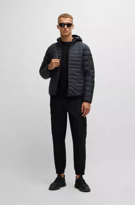Water-repellent padded jacket with decorative reflective details