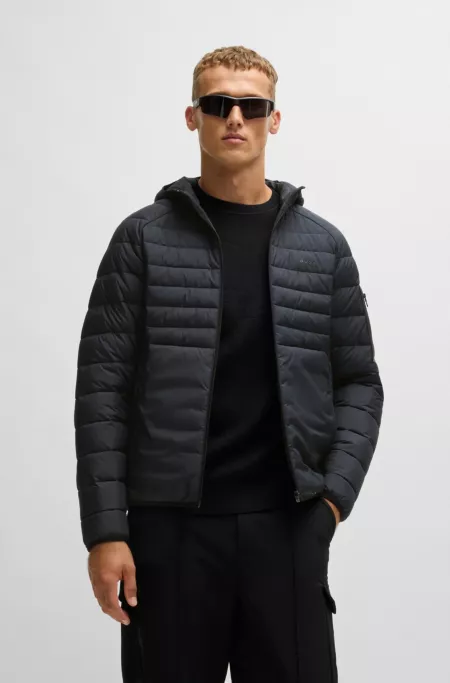 Water-repellent padded jacket with decorative reflective details