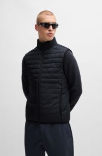 Regular-fit zipped gilet in water-repellent fabric , Dark Blue