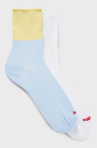 Two-pack of quarter-length socks with logo details, Assorted-Pre-Pack
