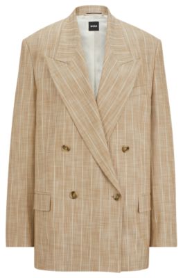 BOSS - Double-breasted jacket in pinstripe stretch fabric