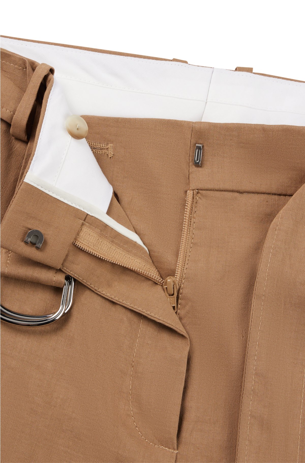 Relaxed-fit shorts in a stretch linen blend, Brown
