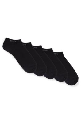 Five-pack of ankle-length socks with logo details, Black