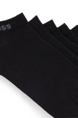 Five-pack of ankle-length socks with logo details, Black