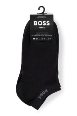 Five-pack of ankle-length socks with logo details, Black