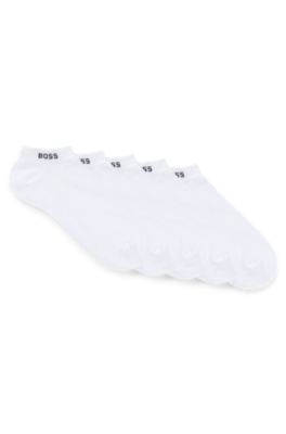 Five-pack of ankle-length socks with logo details, White
