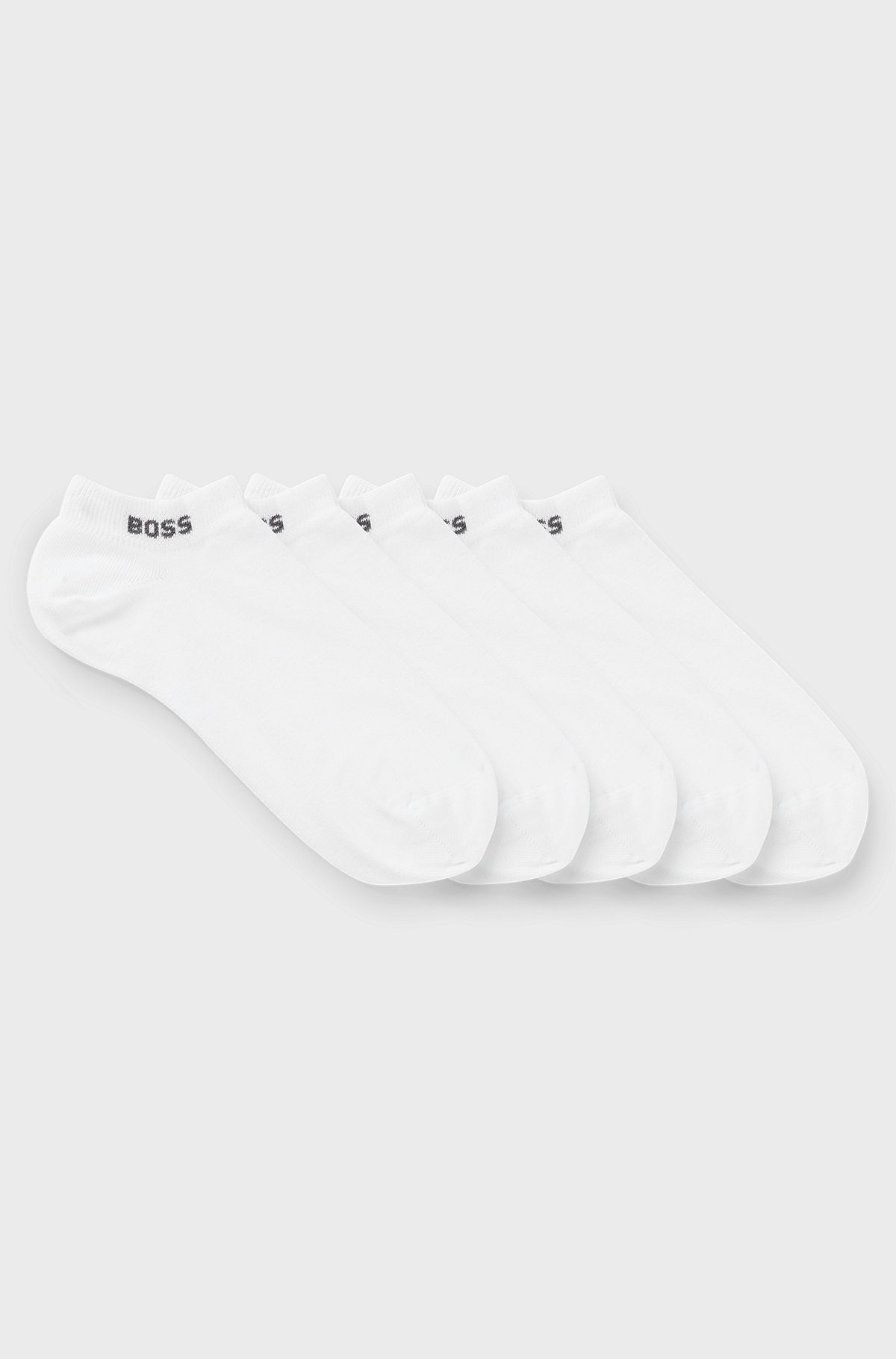 Five-pack of ankle-length socks with logo details, White