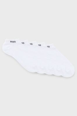 Five-pack of ankle-length socks with logo details, White